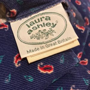 Vintage Laura Ashley Navy Paisley Corduroy Prairie Dress